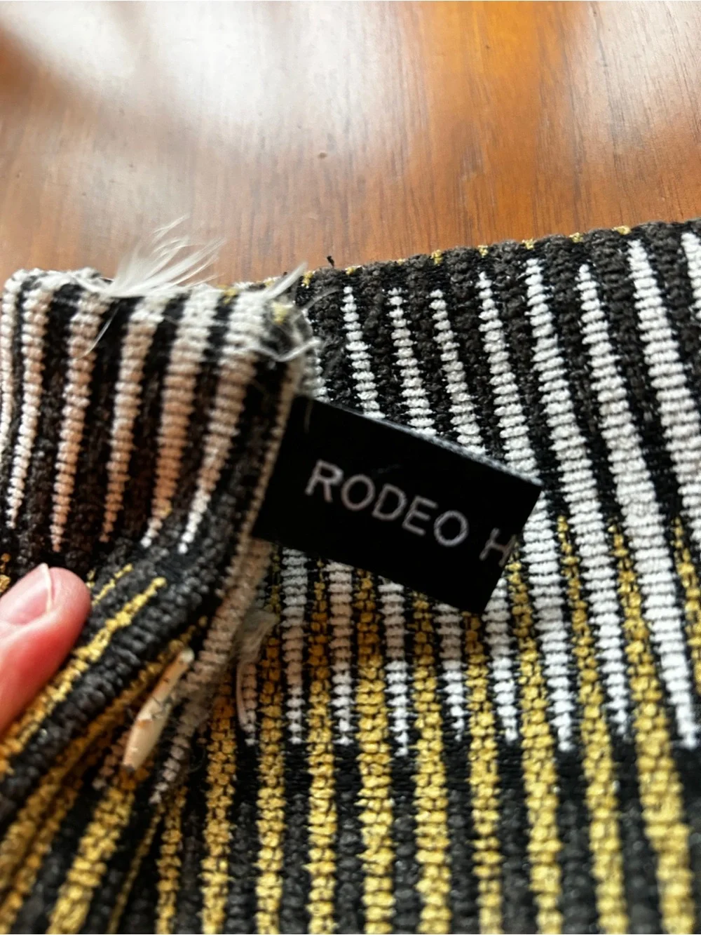 Rodeo Home Velvet Chenille Black and Gold Zippered Pillow Cover